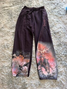 Gymshark Maroon Graphic Sweatpants with Battle Print